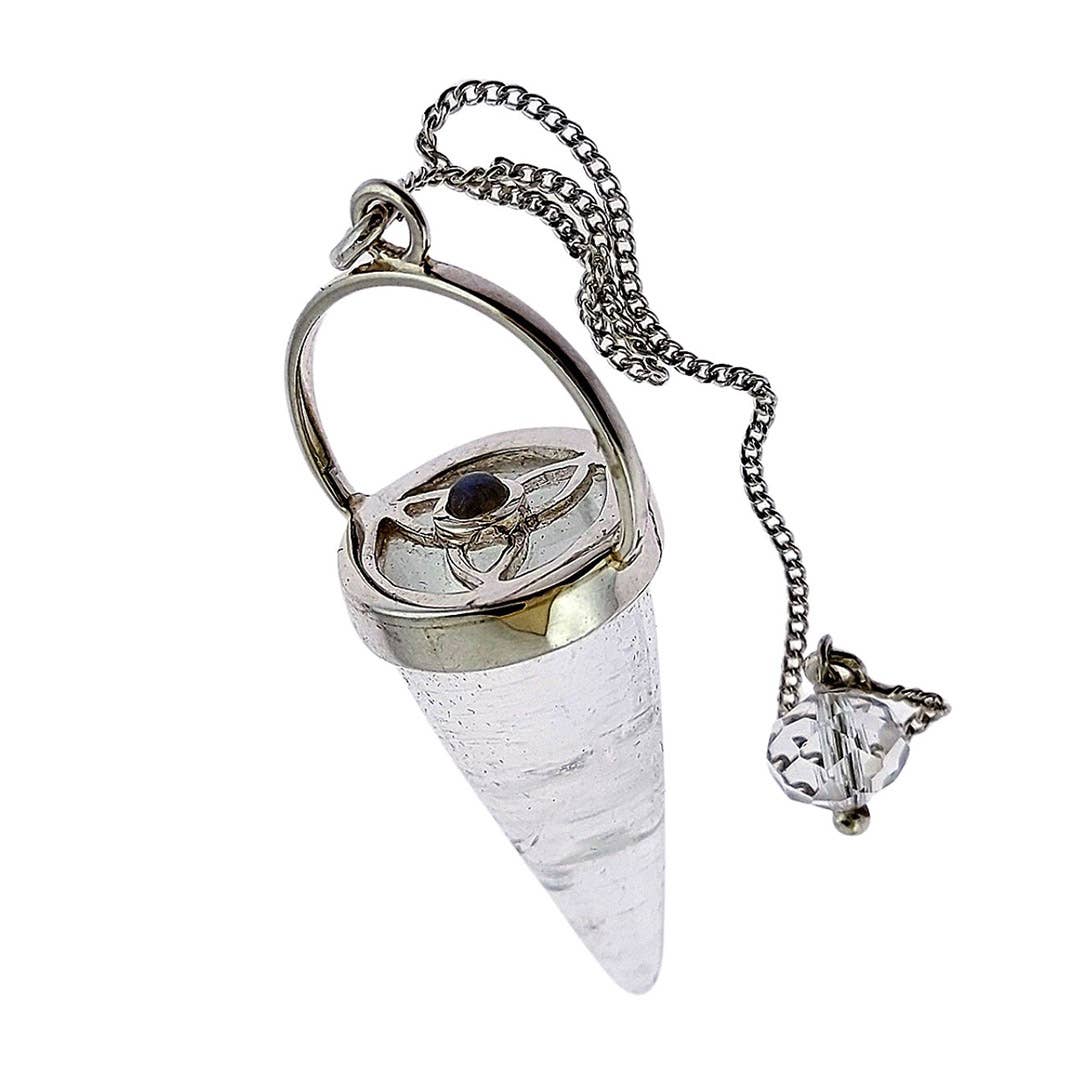Crystal Earth Sterling - Wholesale Meditation Supplies - Celtic Knotted Dowsing Pendulum   - Natural Quartz2