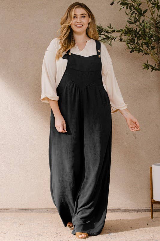 Oddi - Wholesale Jumpsuit - Women's - Plus Solid Button Sling Jumpsuit0