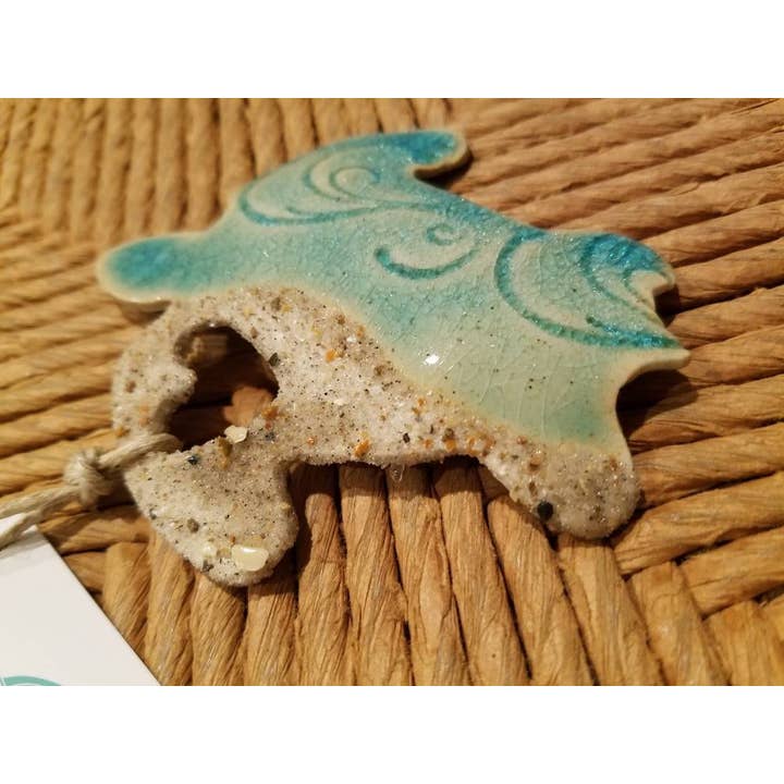 Teal Turtle Studio - Wholesale Ornament - Sandy at Heart Sea Turtle Ceramic Beach Ornament3