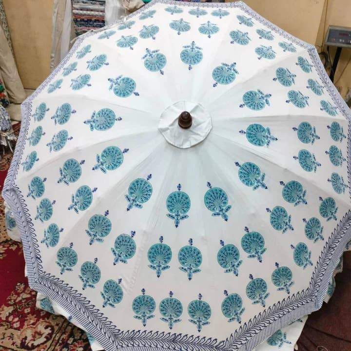 Bhawana Handicrafts - Wholesale Patio Umbrella - 5 Piece Lot, Garden Umbrella Indian Floral Patio Parasol