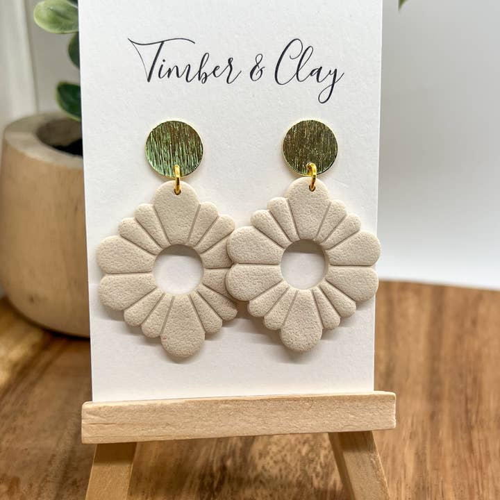 Scalloped Polymer Clay Dangles, Lightweight and Handmade for wholesale by Timber & Clay