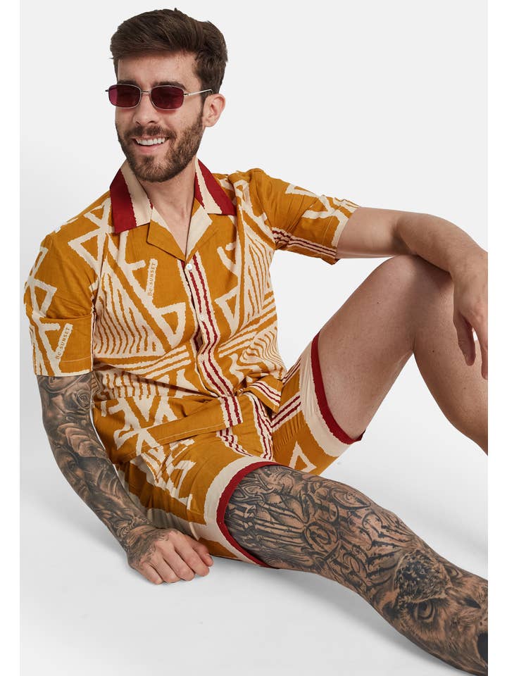 Be Sunset – wholesale Buttoned-down shirt – Men's – Tela Saffron Unisex Shirt