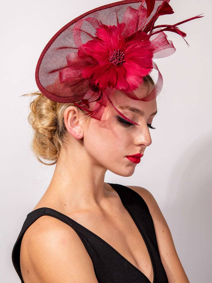 FLORAL FEATHER FASCINATOR WITH HEADBAND AND CLIP HTH2682 for wholesale by anbfashion