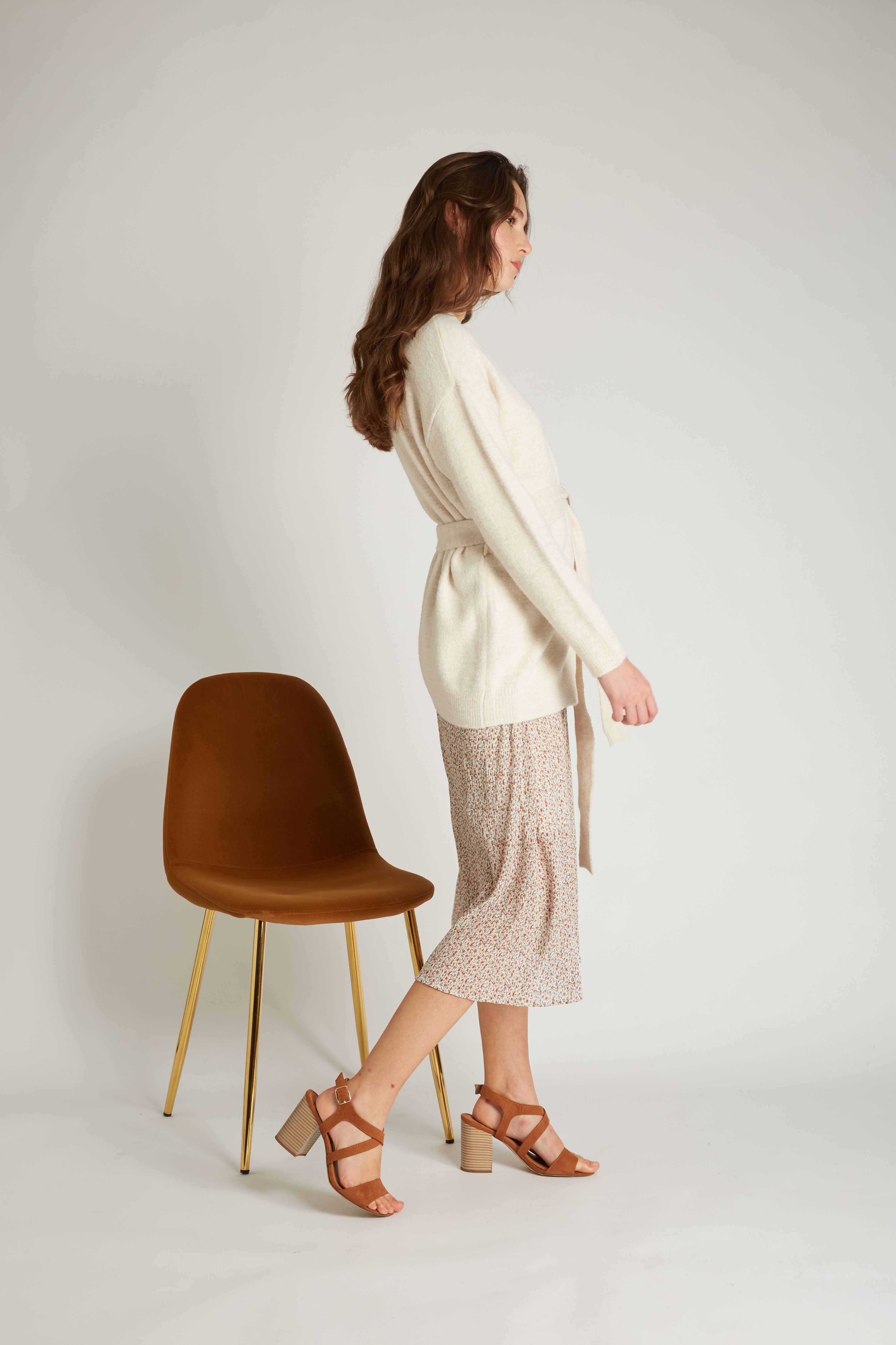 Andy & Lucy - Wholesale Cardigan - Women's - GAYA - Chic knitted vest with velvet touch and belt6