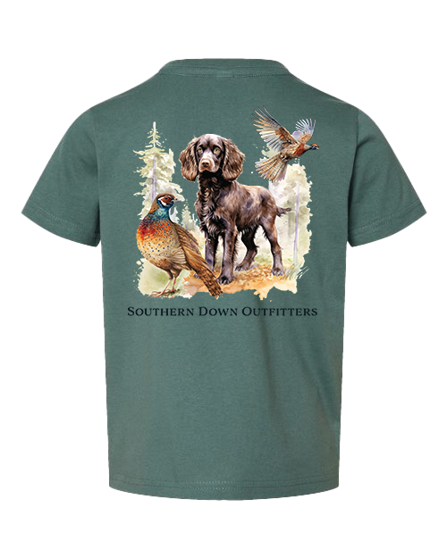 Southern Down Outfitters – wholesale Screen-printed t-shirt – Kids – Pheasant Brittany Toddler Tee1