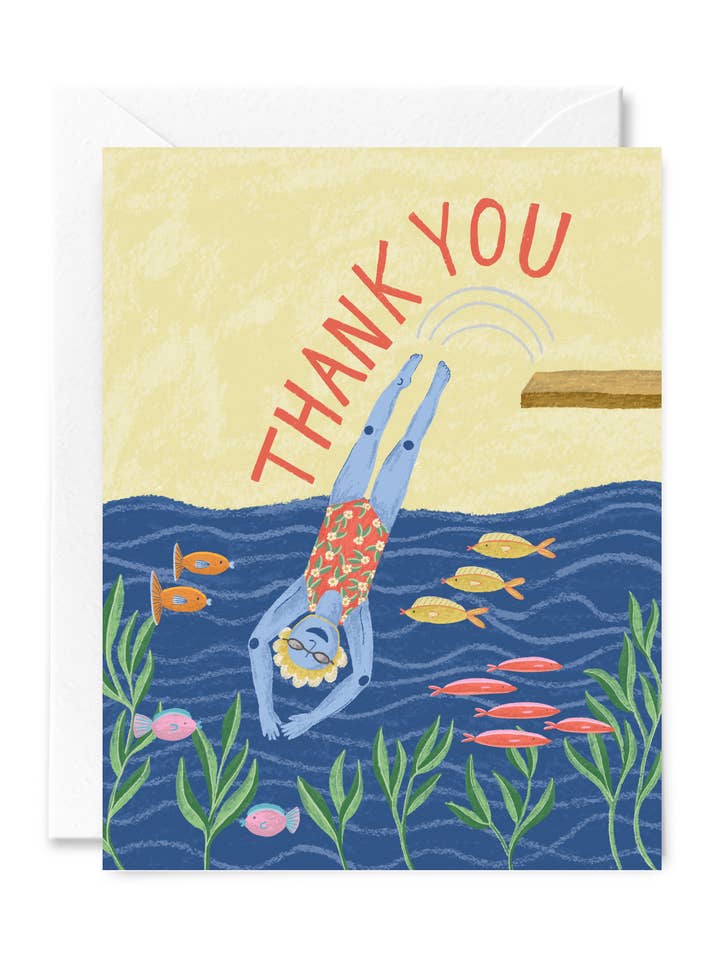 Dive In Beach Thank You Card for wholesale by Courtney Beyer Design