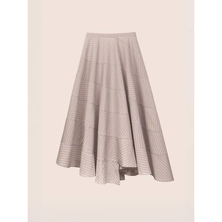 Gonna svasata grigia a righe di mezzanotte per la vendita all'ingrosso da parte di CARMEN SAYS