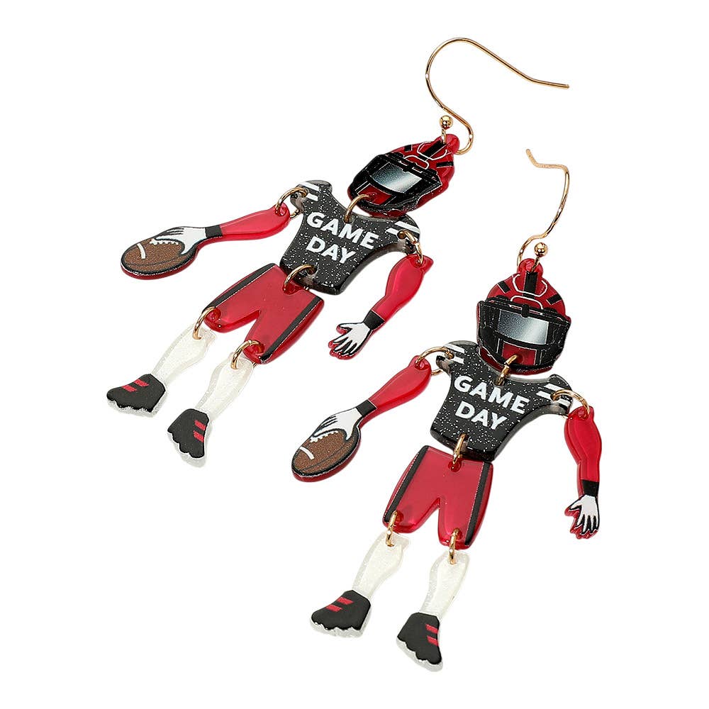 Sensibling Corp. – wholesale Dangle earrings – Resin GAME DAY Football Player Dangle Earrings3