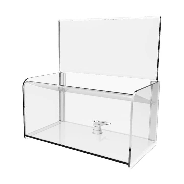 FIXTUREDISPLAYS - Vente Tirelires - Boîte de dons en plexiglas acrylique transparent avec entonnoir de dépôt facile 121780