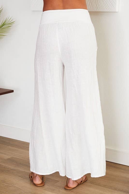 VENTI6 - Wholesale Pants - Women's - SOLID LINEN STRETCH WAISTBAND PANTS (8730-SOLID)2