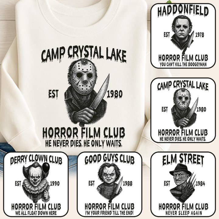Retro-Horrorfilm-Charaktere Halloween Grafik-Sweatshirt für den Großhandel von Lasting Impressions CT
