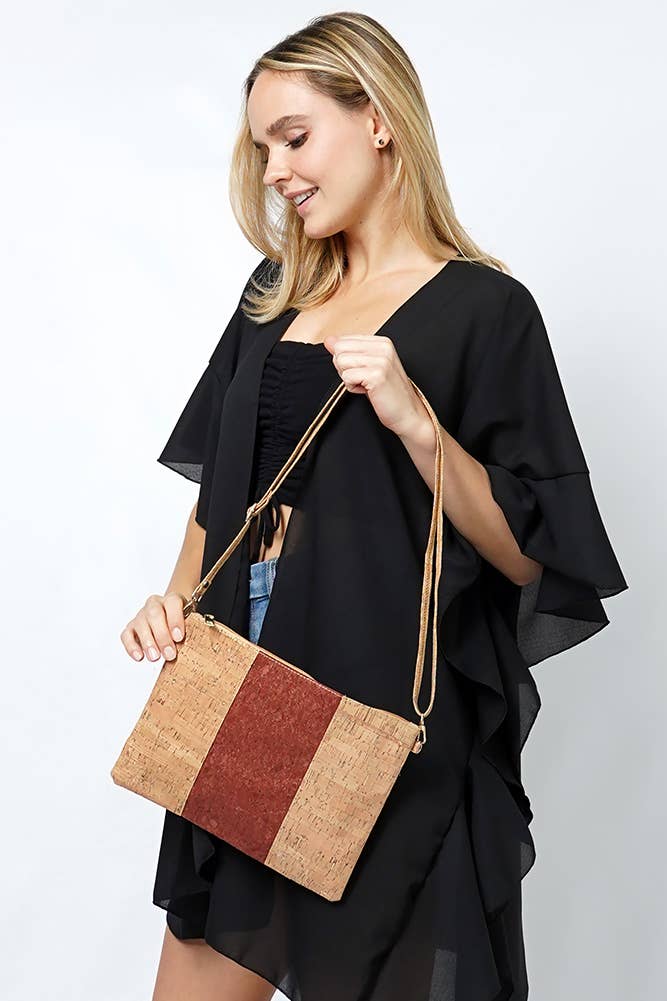 Hana - Wholesale Crossbody Bag - Women's - Bold Middle Stripe Cork Clutch Crossbody Bag8
