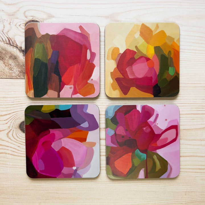 Susannah Bleasby Art - Wholesale Coasters - Coaster | Yellow Abstract Design | Lemon Pepper2
