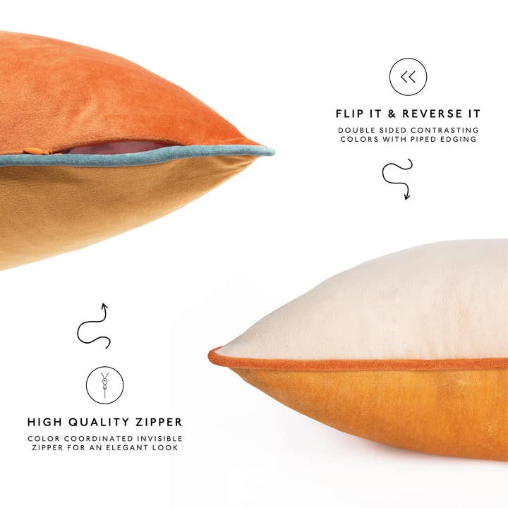 Monday Moose - Wholesale Throw/Decorative Pillow - Monteverde Pillow Covers (4-Pack) - Orange/Teal5