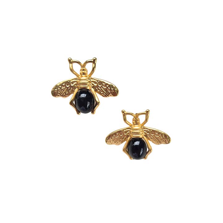Black Bee Stud Earring E420545B for wholesale by ZODA