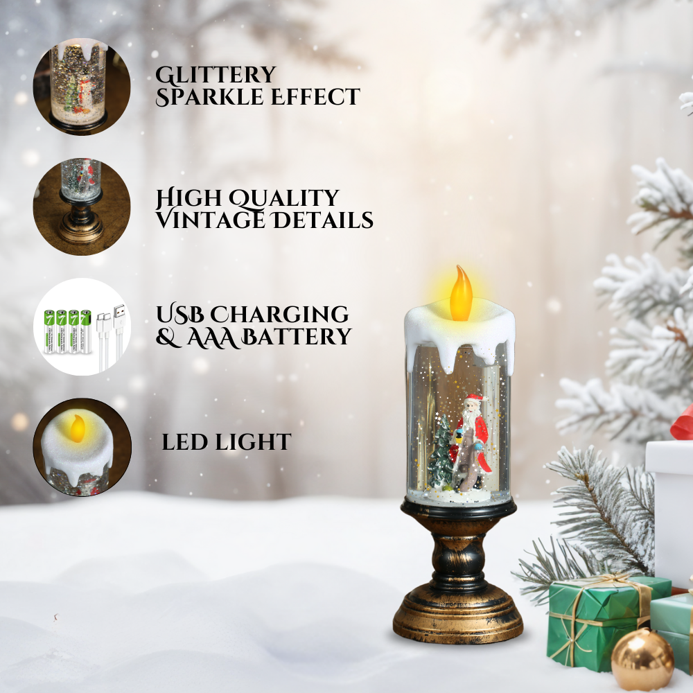 SINT - Wholesale Christmas Decoration - SINT Christmas Musical Snow Globe Candlestick Lantern2