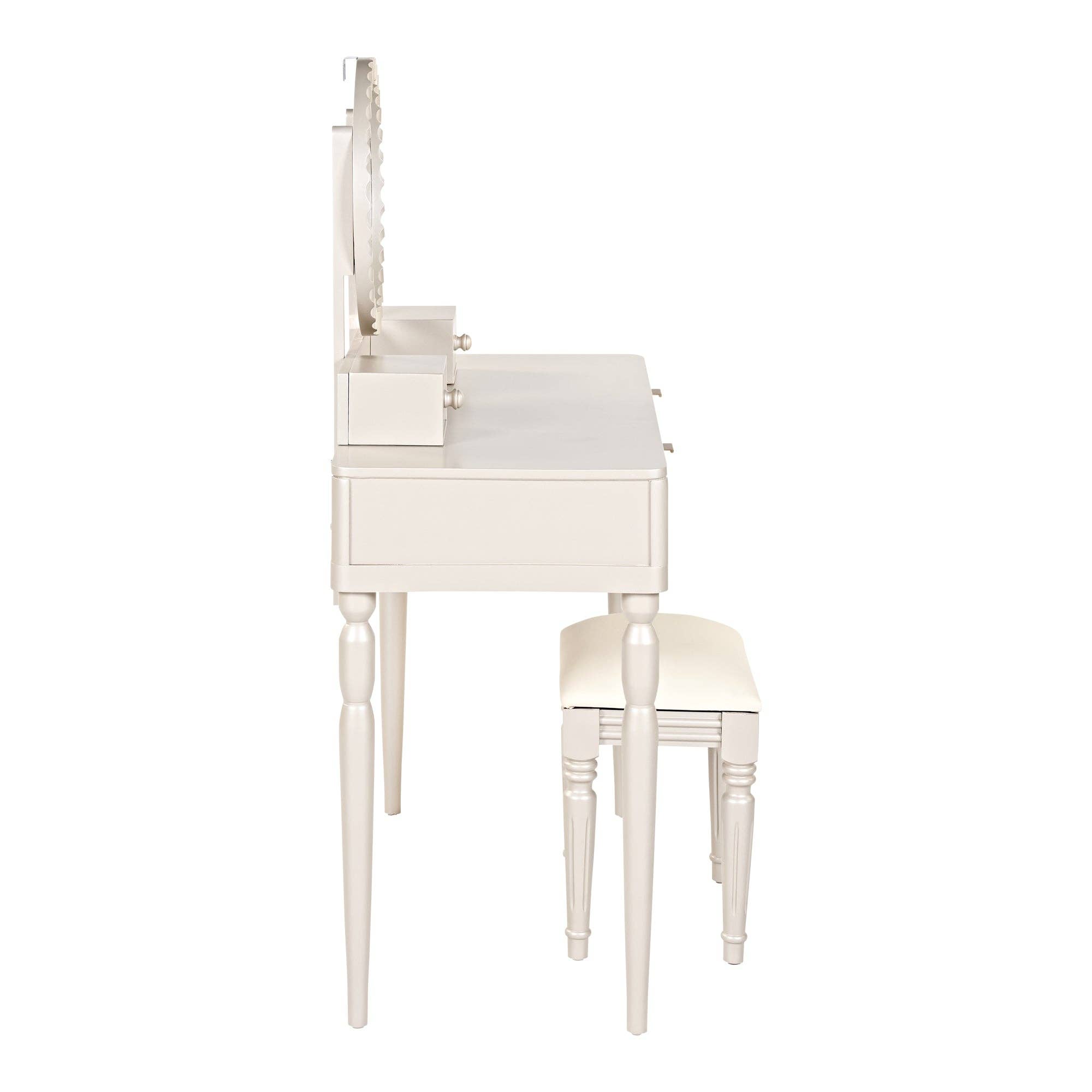 39F Inc. - Wholesale Vanity Mirror - Champagne Vanity Desk with Mirror & Stool, 4 Drawers10