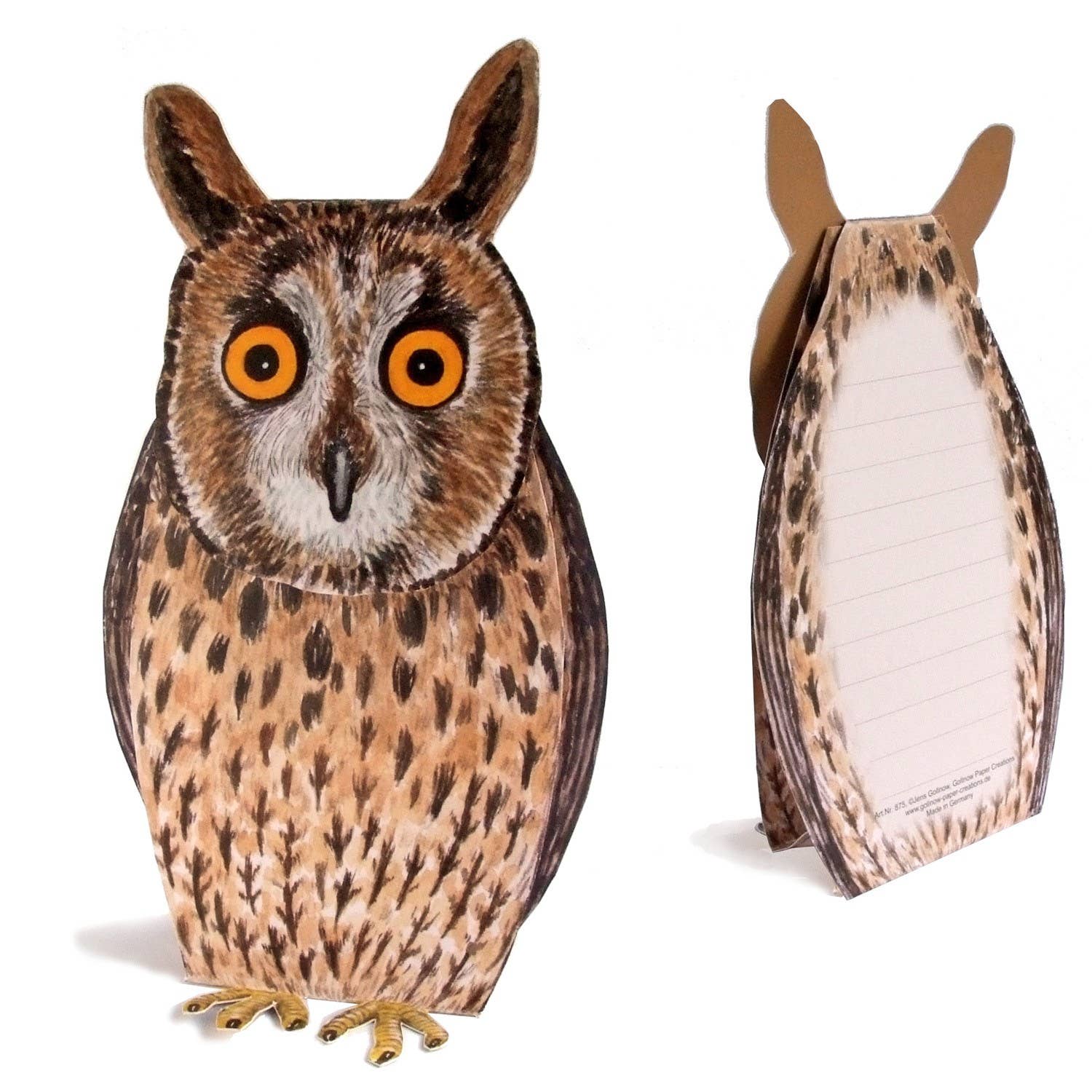 Gollnow Paper Creations - Wholesale Everyday Greeting Card - 3D animal card owl1