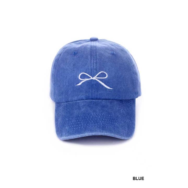 Vanilla Monkey - Wholesale Baseball Cap - Women's - Coquette Ribbon Bow Embroidery Washed Hat1