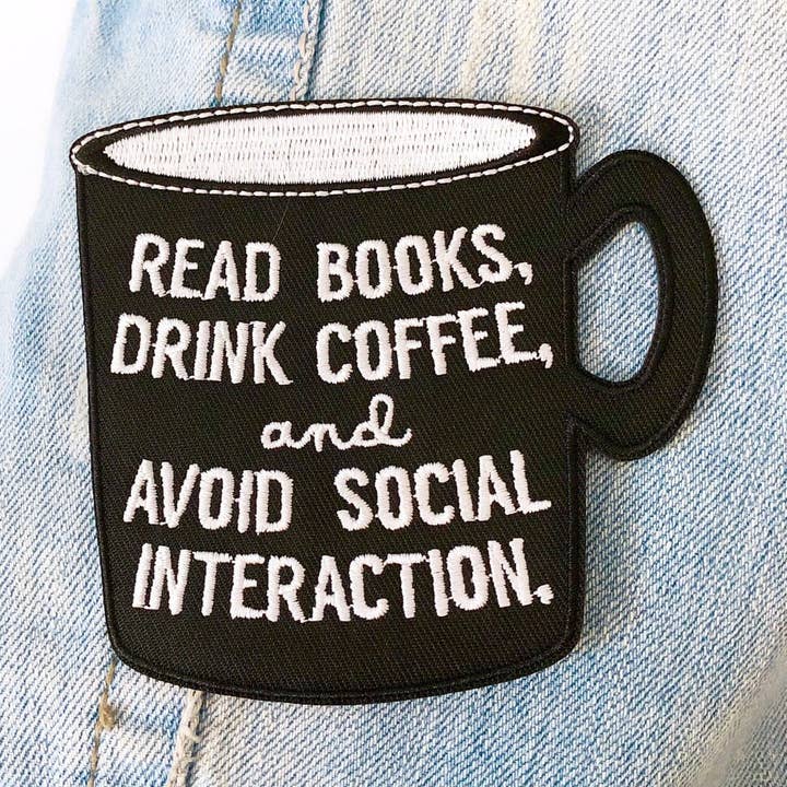 Read Books and Drink Coffee Antisocial Iron on Patch for wholesale by My Secret Copy
