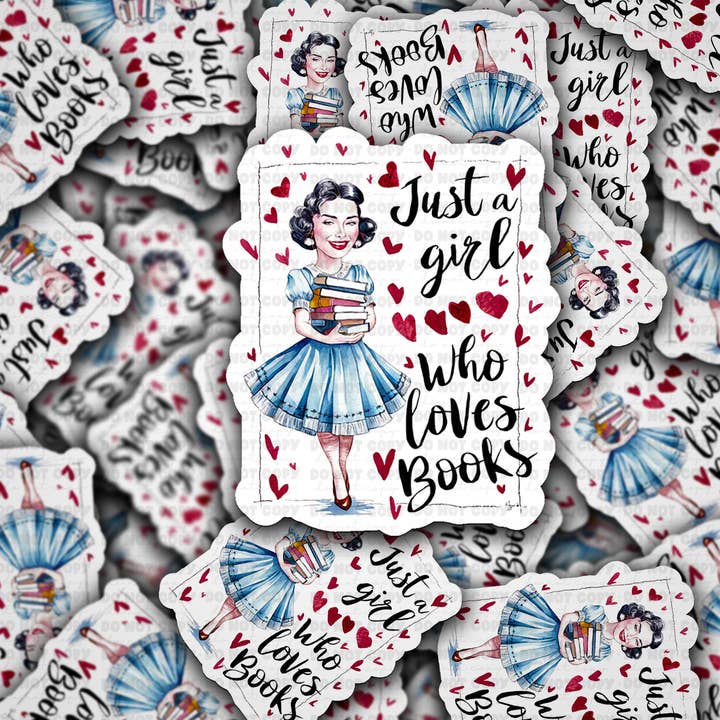 DC 1785 - Just a girl who loves books Die Cut Sticker for wholesale by It's Transfer Time