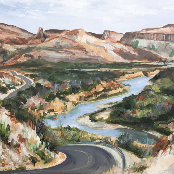 Tela de paisagem do rio deserto do Texas por atacado de Meredith Oneal Art