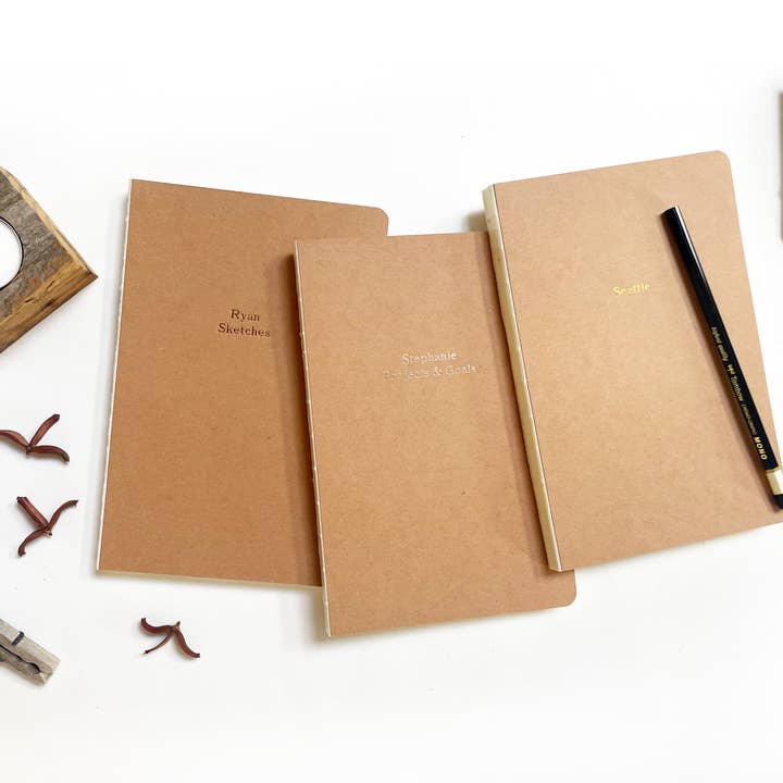 Studio Portmanteau - Wholesale Notebook - Custom Text Foil Embossed Lay Flat, Exposed Binding Notebook