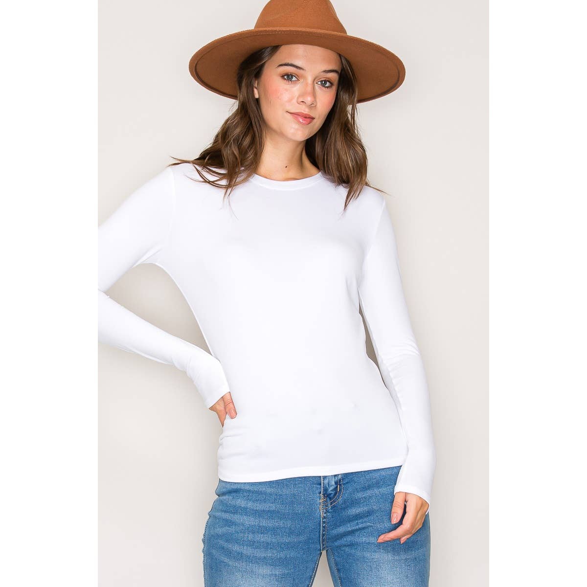 Popular 21 - Wholesale Knit Top - Women's - Fleece Lined Crew Neck Long Sleeve Top0