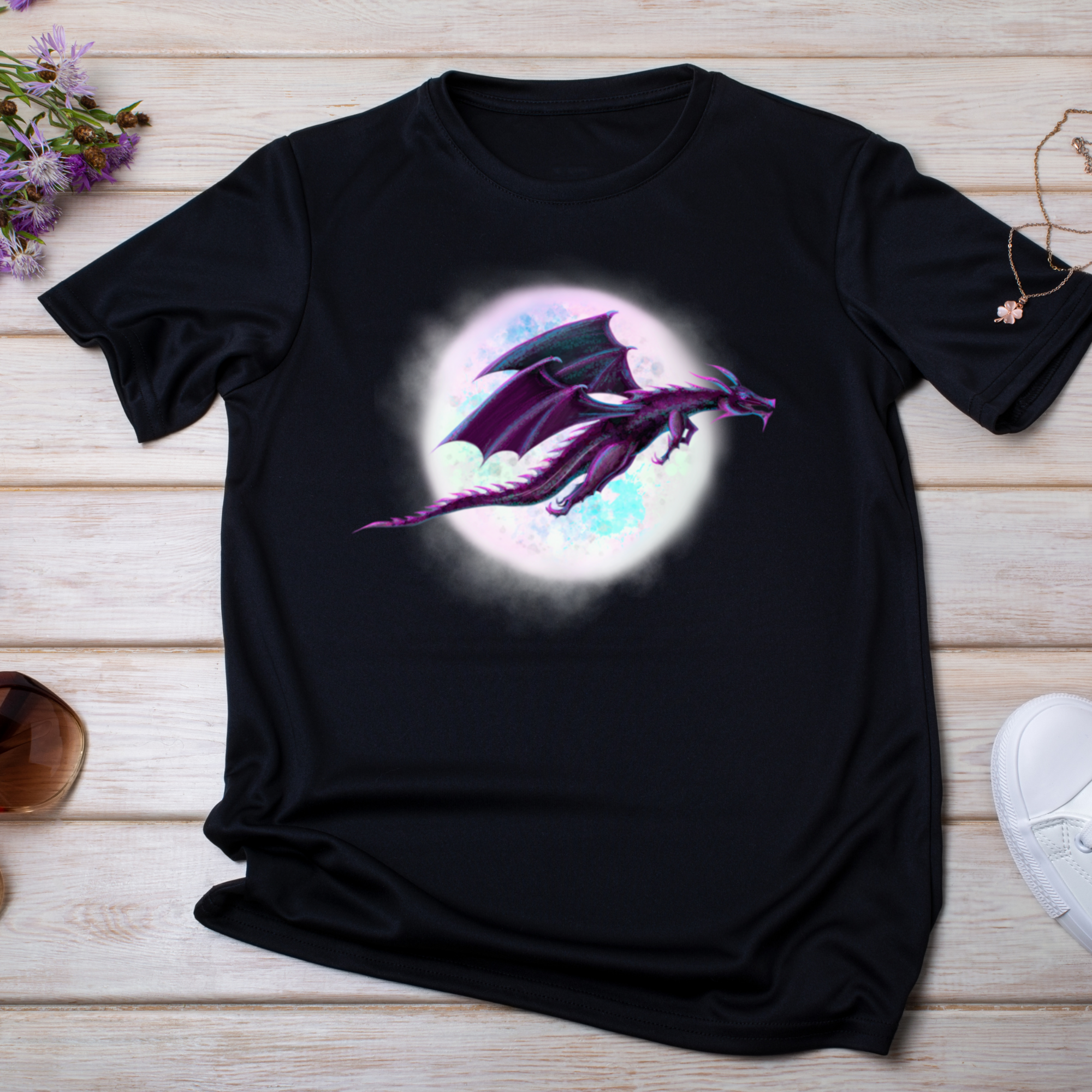 Hannah Kate Makes - Wholesale T-Shirt (Graphic) - Unisex - Dragon Moon T-shirt - Black - 100% Cotton - Gothic Whimsy5