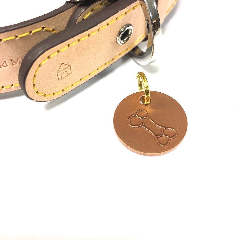 Long Paws - Wholesale Pet Identification Tag - Dog - Antique Copper Bone, Dog Tags (22mm)