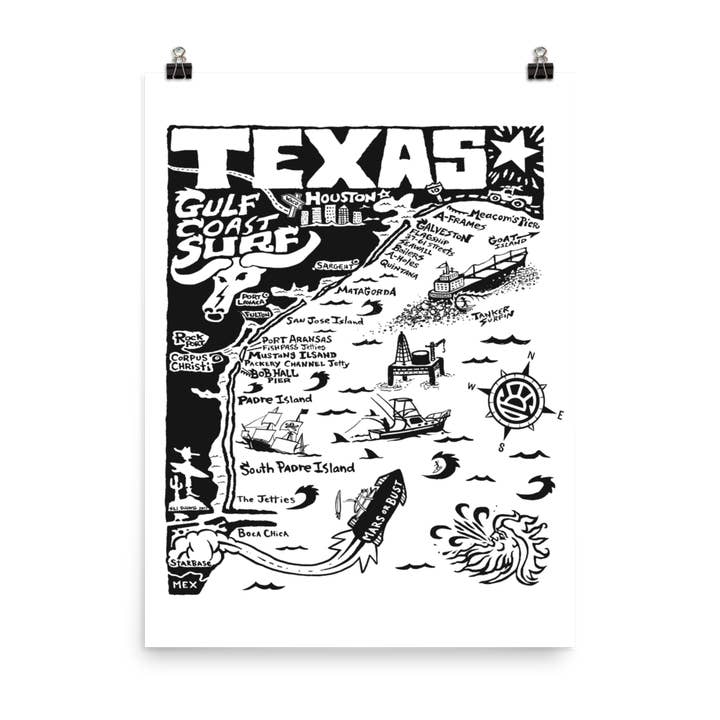 TEXAS Map Poster for wholesale by Distant Local