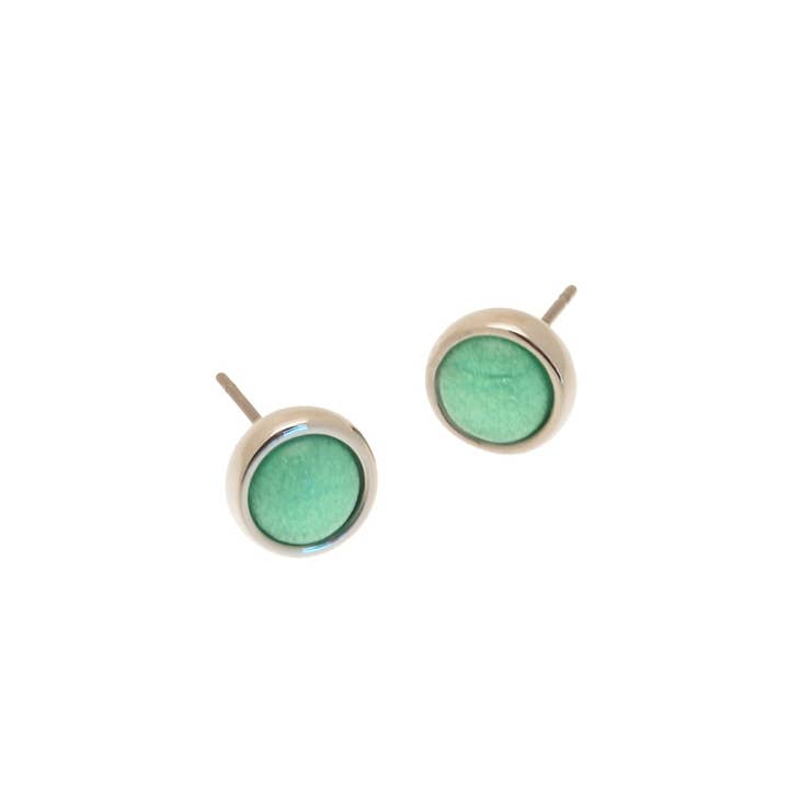 Mint Green Marble Resin Stud Earrings for wholesale by Miss Milly Limited