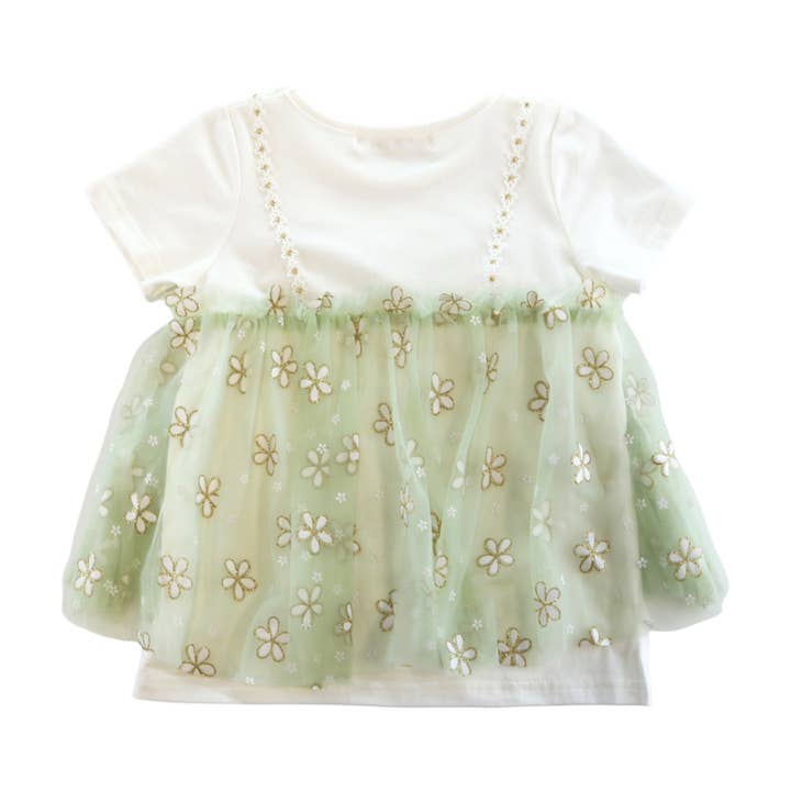 Doe a Dear - Wholesale T-Shirt - Kids - S15 13068 2-In-1 Glitter Floral Mesh Top (2 Colors)6