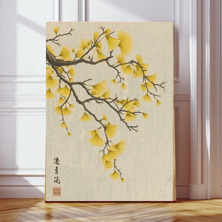 Japanese Ginkgo Branch Art Print for wholesale by Kumo Art Prints