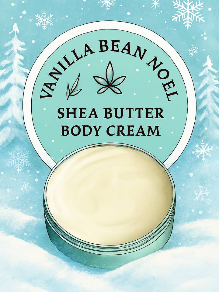Shea Butter Body Cream | Vanilla Bean Noel – Holiday Lotion for wholesale by Ginger & Pine Apothecary