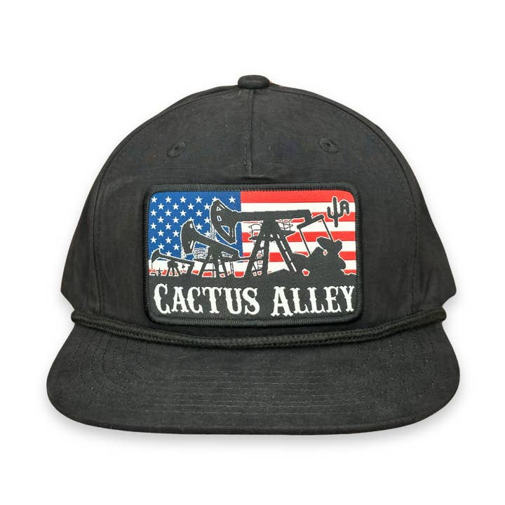 "Odessa"- CA 256 Black/ Black Rope, Snapback Cap (2025) for wholesale by Cactus Alley Hat Co.
