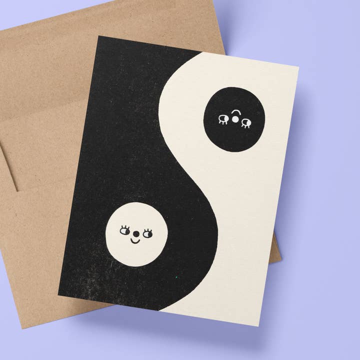 Carte risographique Yin Yang Friends pour la vente par Beetle Ink Co.
