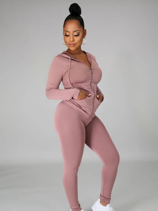 5besties inc - Wholesale Lounge Set - Women's - Zip Up Front Hoodies and Leggings Set.