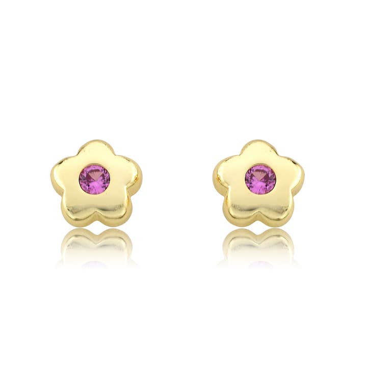 Little Miss Twin Stars - Wholesale Stud/Post Earrings - LMTS 14K Gold Plated Flower Small Stud Earring2
