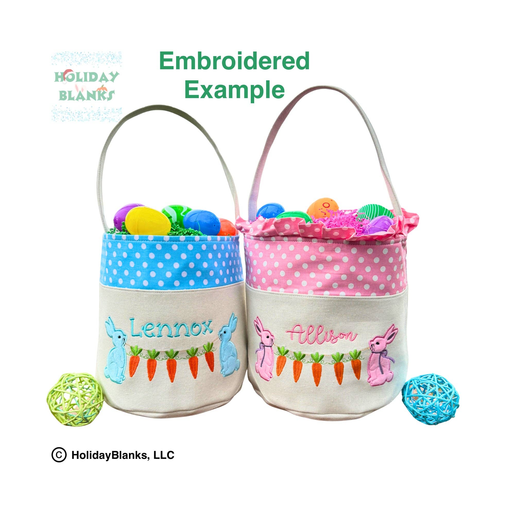 Holiday Blanks - Wholesale Basket - Kids & Baby - Easter Bunny and Carrot Applique Basket Embroidery Blank7