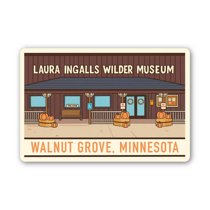 Efterårstema Laura Ingalls Wilder Museum Klistermærke for engroshandel hos Jones Sticker Co