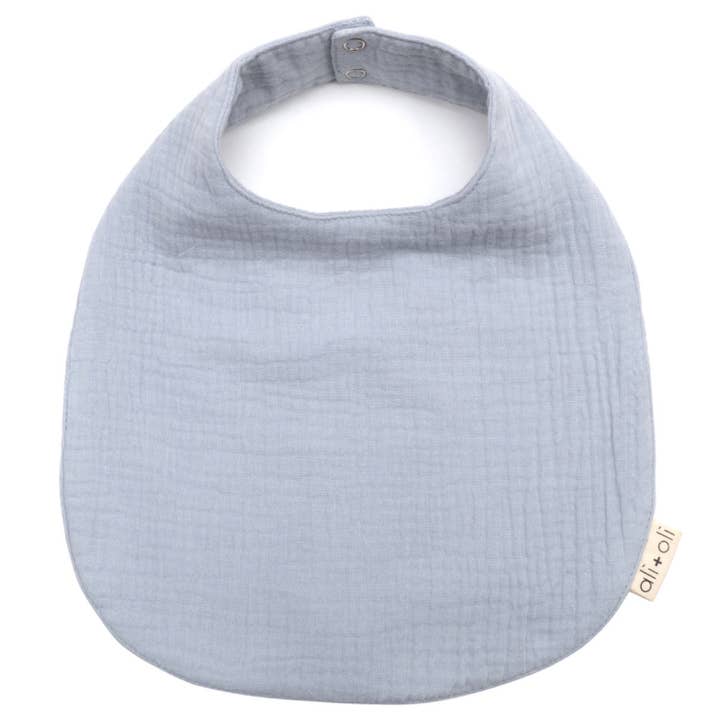 Muslin Cotton Snap Baby Bib (Blue) for wholesale by Ali+Oli