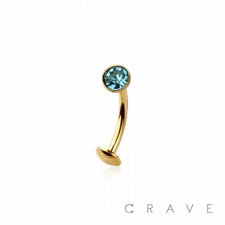 CRAVE - Wholesale Belly ring - BEZEL CZ GEM 316L SURGICAL STEEL THREADLESS FLOATING BELLY B1
