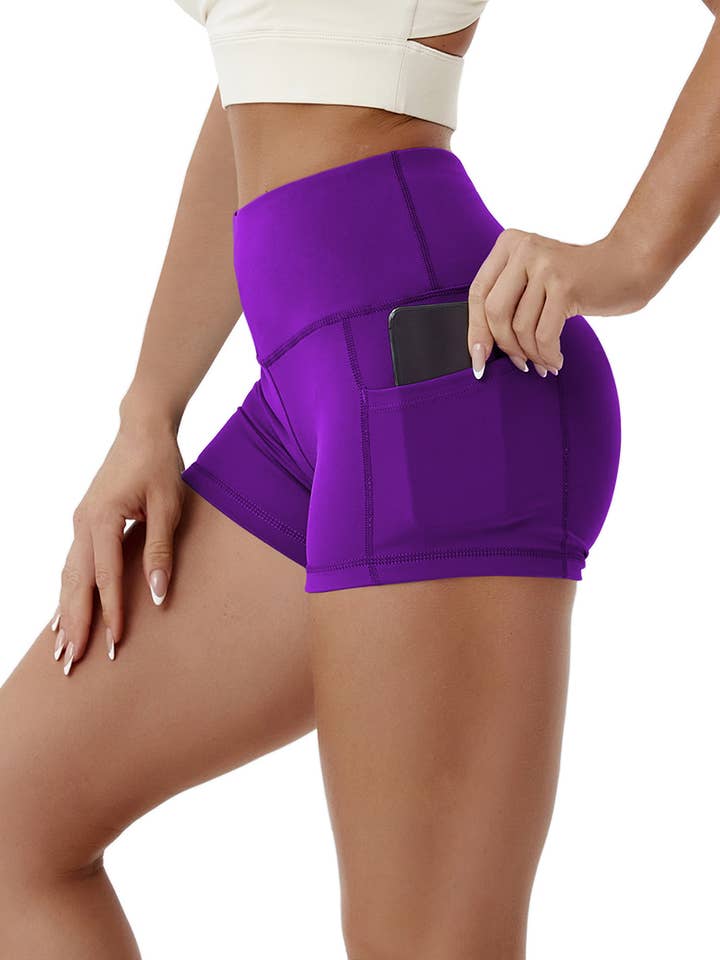 Pockets High Waist Women's Yoga Shorts for wholesale by Rosa Clothing