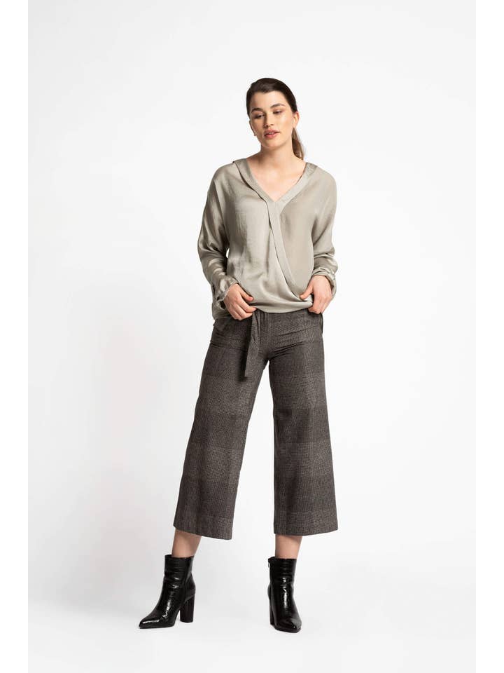 grey check Culottes wool mix for wholesale on Faire1