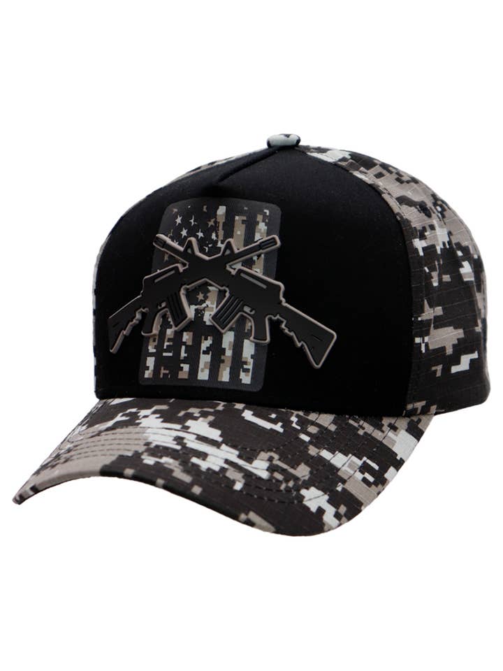 Crossed Rifle USA Flag Digital Camo baseballkasket for engroshandel hos Cap Zone