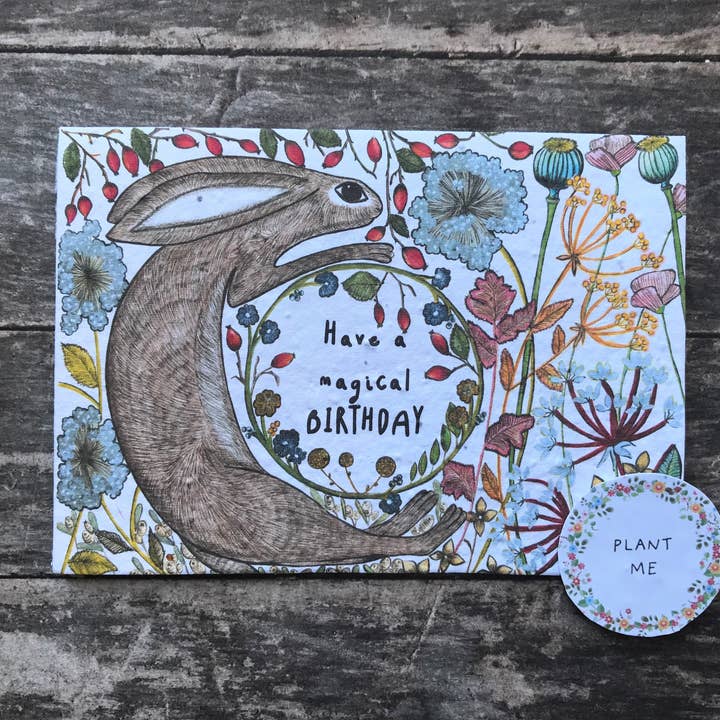 Erika's Whimsical Art – wholesale Birthday card – Plantable Seed Paper Birthday Card, Blank Inside1