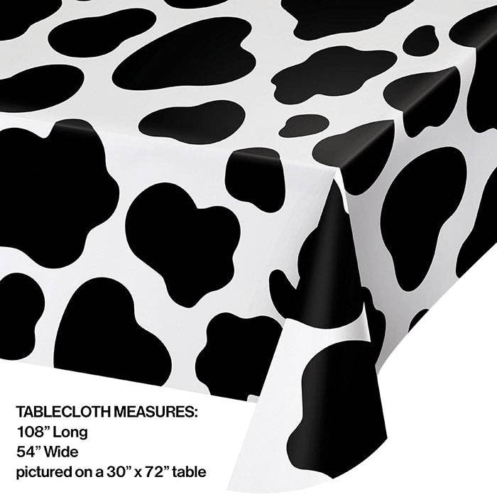 Bulk Party Decor - Wholesale Disposable Table Cover/Runner - Cow Print Plastic Table Covers, 1/Pkg