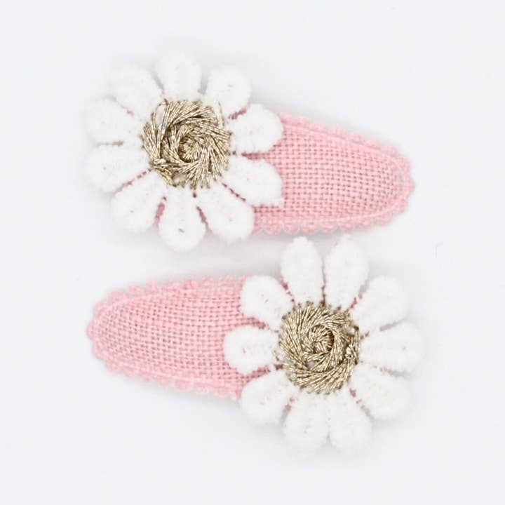 Liv & Loke – Großhandel Haarclip – Kinder – Haarspangen Elsa Hellrosa/Goldene Blume, 2er-Pack0