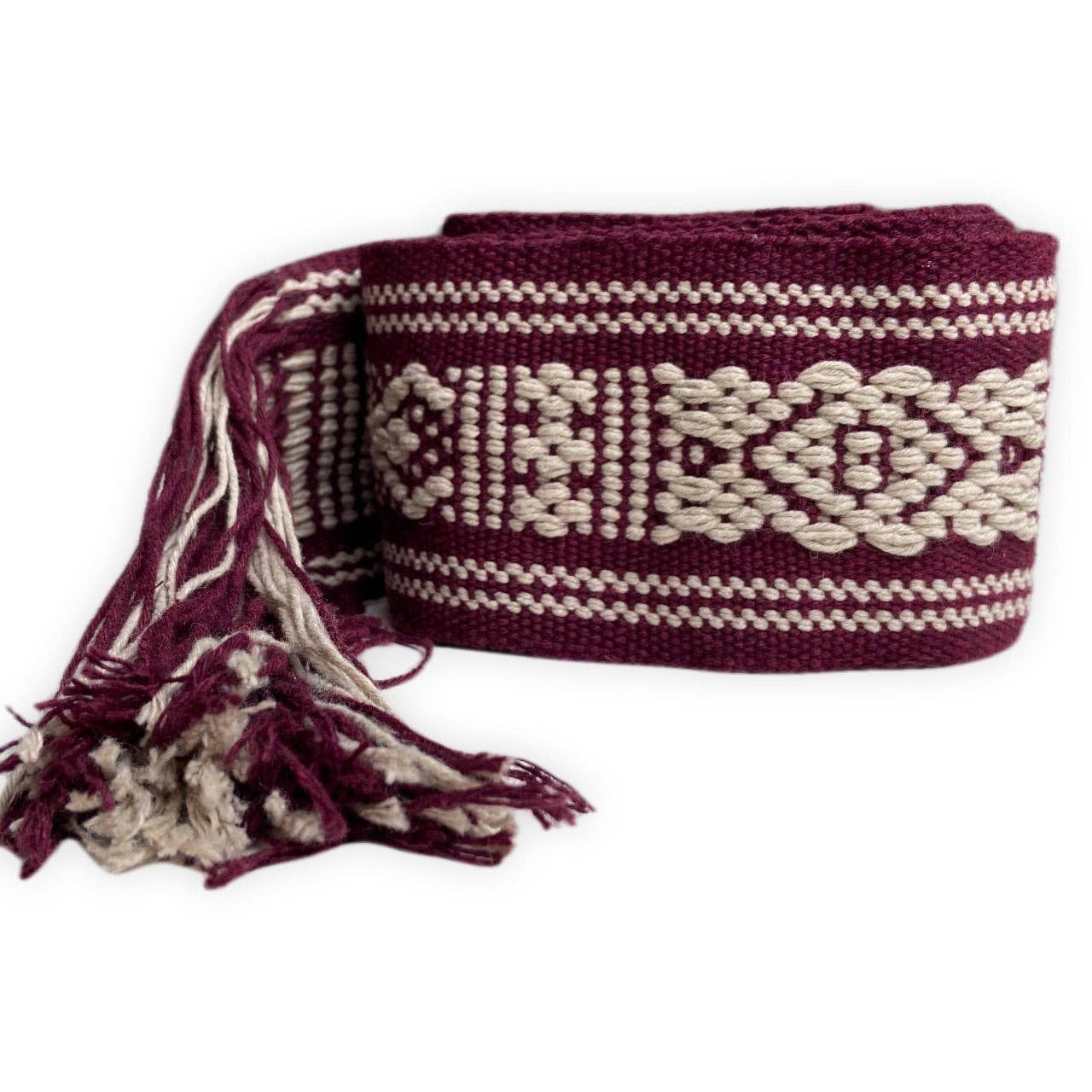 Gracias MX - Wholesale Belt - Women's - Hand woven belt in bordeaux and beige hues2